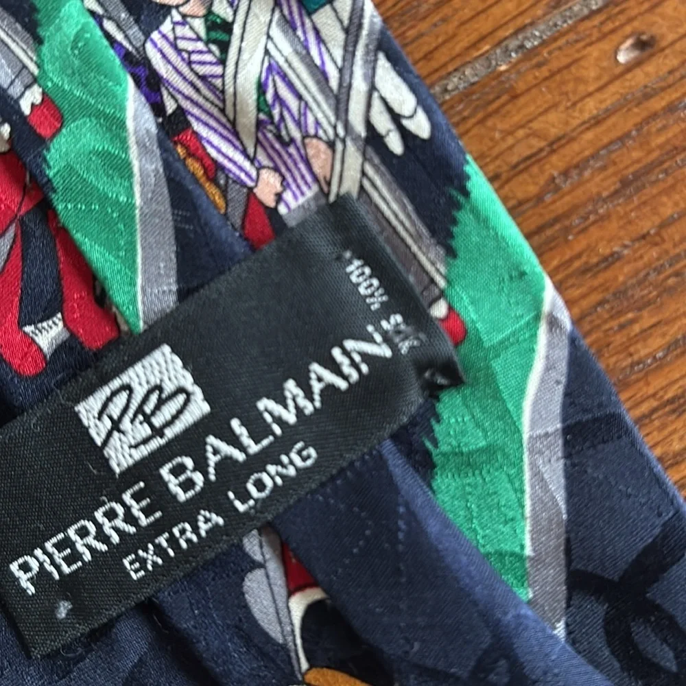 Balmain Pierre Balmain 100% Silk Tie Extra Long Racetrack Horse Racing Vintage